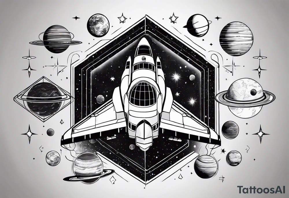 hexagon pattern solar system with a space shuttle tattoo idea hexagon pattern solar system with a space shuttle tattoo idea