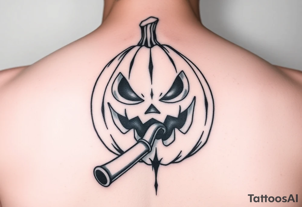 Spooky carved pumpkin 
With crack cocaine pipe tattoo idea