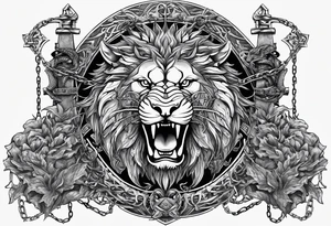 Valhalla sword shield  axe lion dragon 
Valknut barbed wire chains tattoo idea