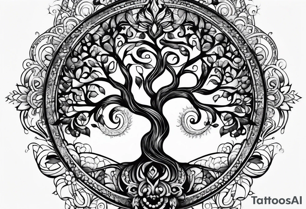 Tree of life, infinity, chakras tattoo idea