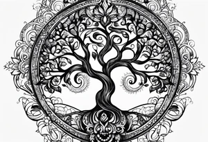 Tree of life, infinity, chakras tattoo idea