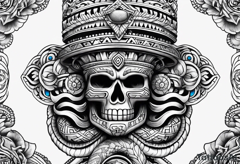 aztec snake sleeve tattoo idea