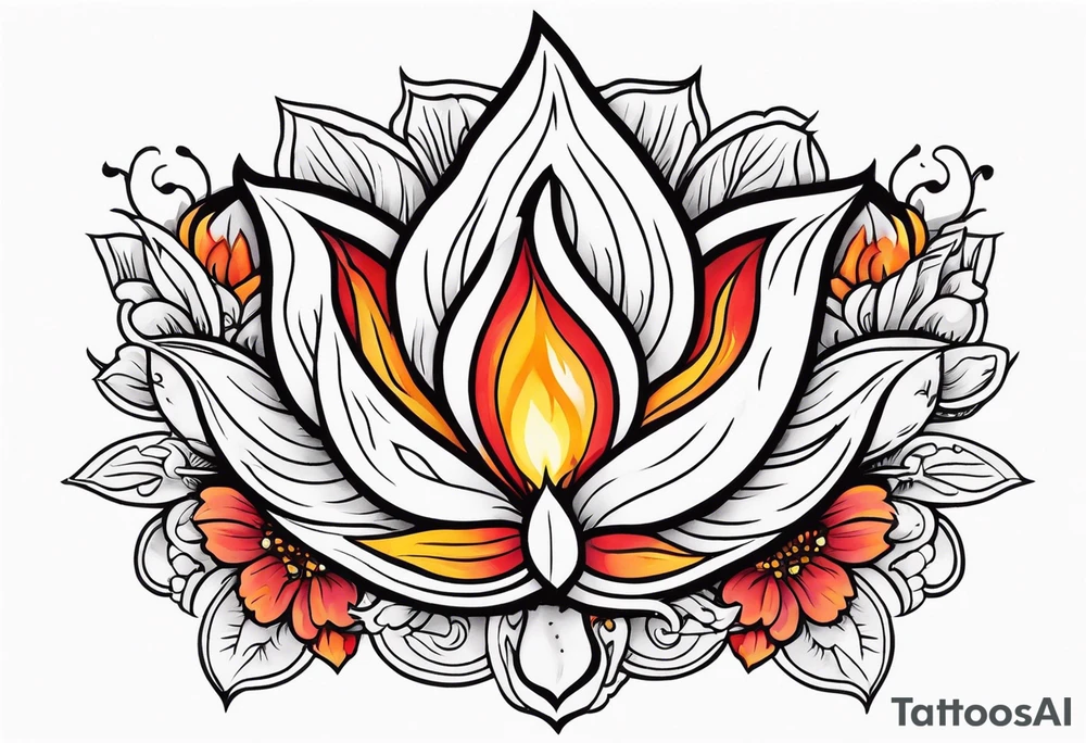 tongue of fire
old school vintage simple traditional design with vintage flowers surrounding
bold color simple tattoo idea