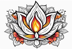 tongue of fire
old school vintage simple traditional design with vintage flowers surrounding
bold color simple tattoo idea