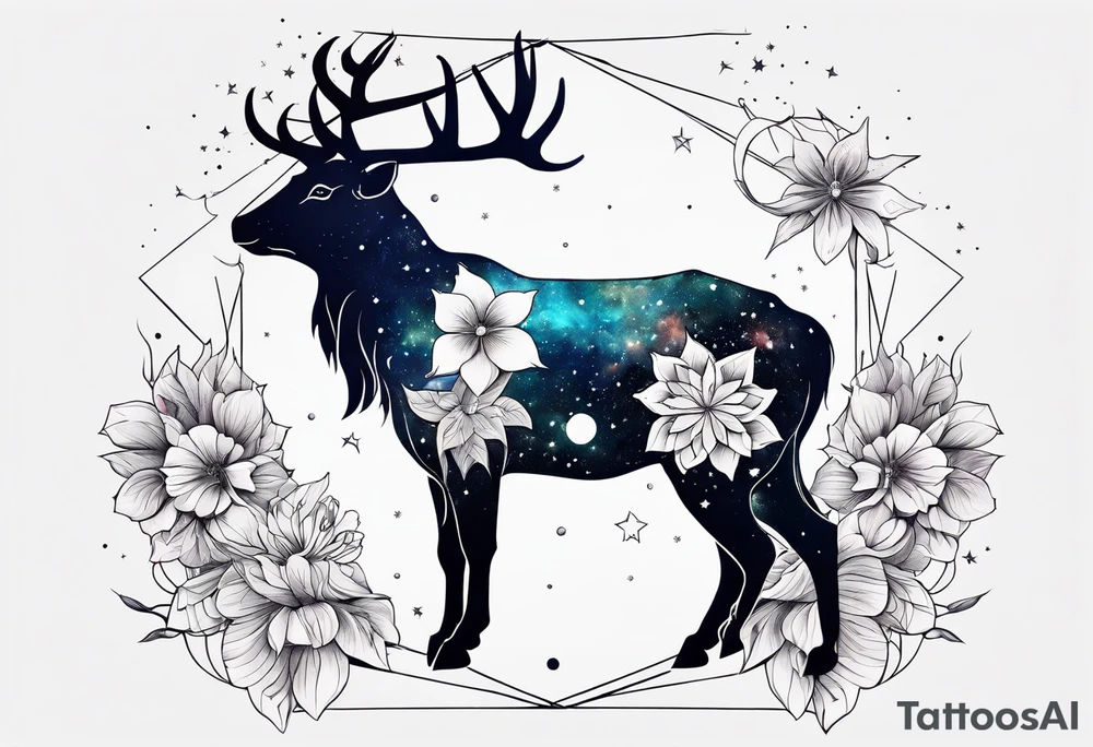 Constellation, animal snow , géométric , flower tattoo idea
