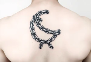 Redemption with broken chains wrapped around the arm tattoo idea