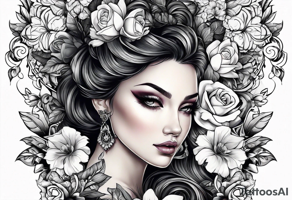 ornaments of flowers tattoo idea
