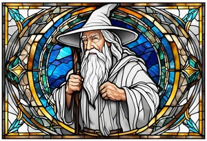 Gandalf in stained glass fighting tattoo idea