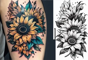 Sunflower and Lilly sleeve tattoo idea