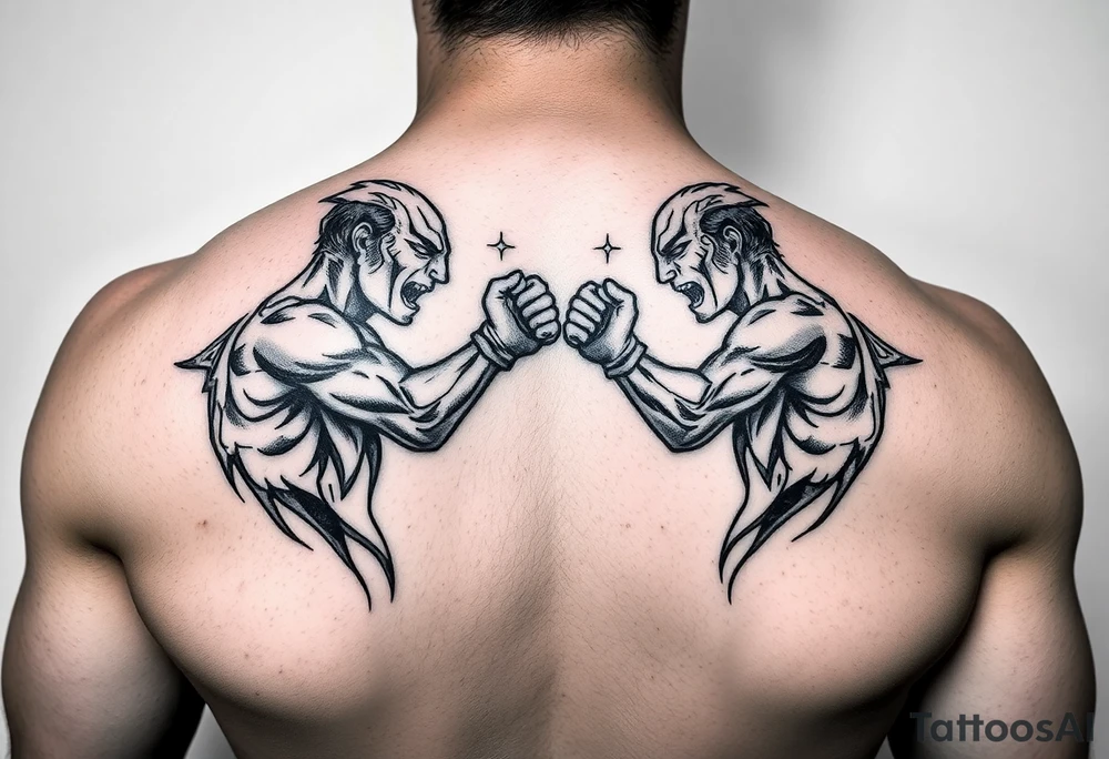 Love fighting tattoo idea