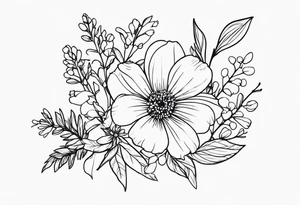 Small birth flower bouquet tattoo idea