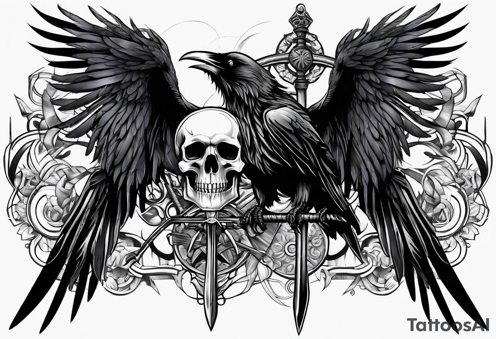 Raven,skull,and scythe tattoo idea
