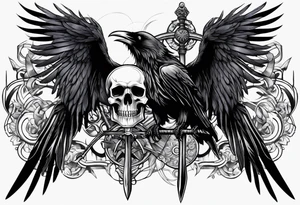 Raven,skull,and scythe tattoo idea