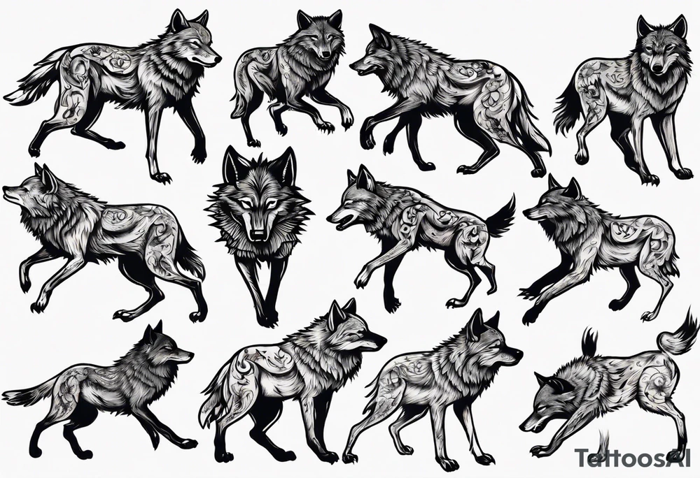 wolf dancing tattoo idea