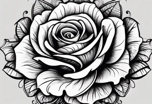 A black and white detailed rose with a lot of shading tattoo idea