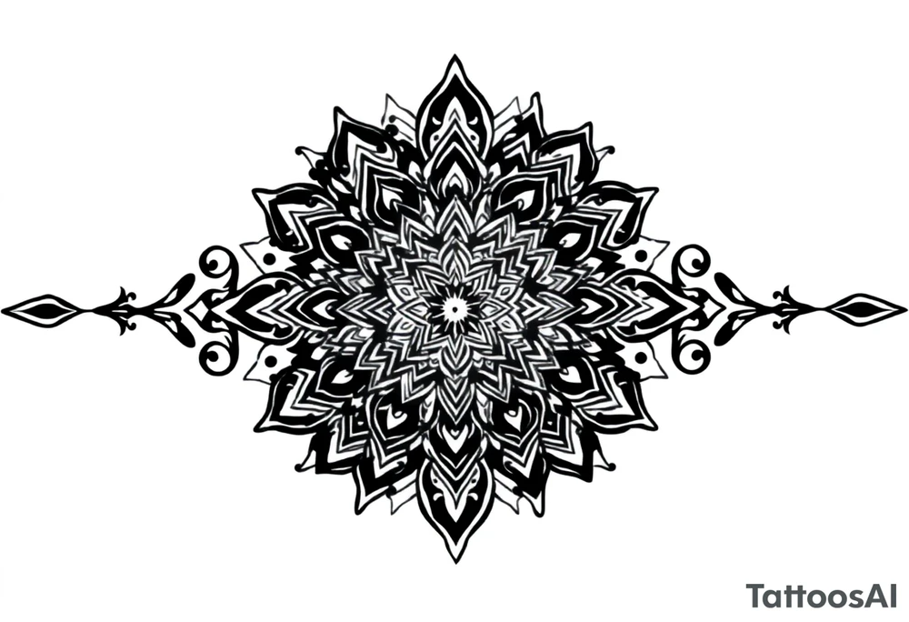 long mandala shaman and witch style mytical with ancient rhyme tattoo idea