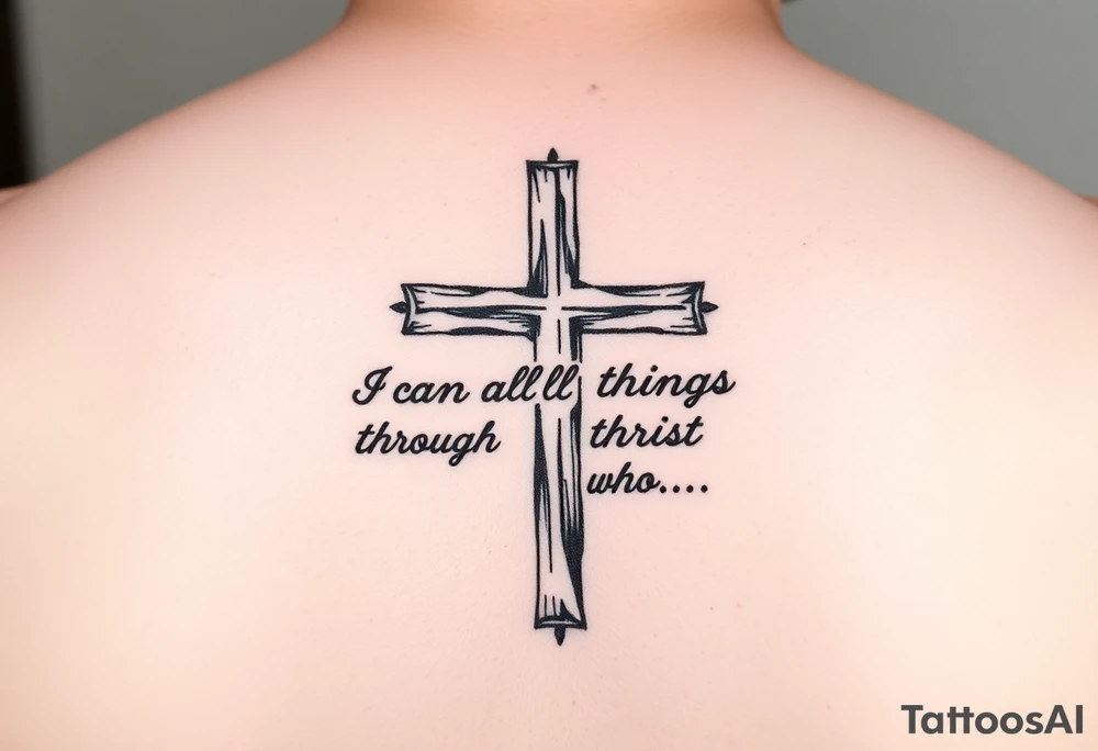 I can do all things through Christ who strengthens me scripture fading out of a cross tattoo idea