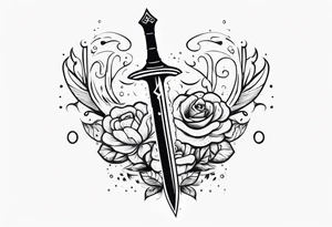 Feminine magical dagger with a splash of water swirling around it no flowers tattoo idea