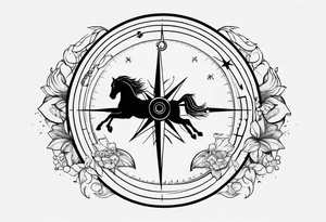 compass, playing cards, dice, horse, eagle sleeve tattoo idea