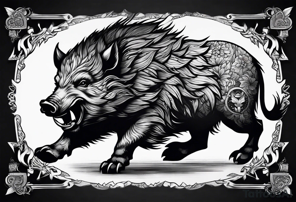 angry boar tattoo idea