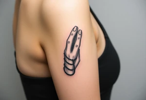 Woman praying with rosary in hands tattoo idea