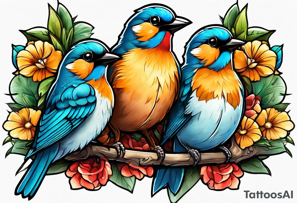 3 little birds tattoo idea