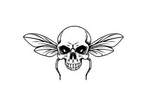 skull flies bug weird tattoo idea