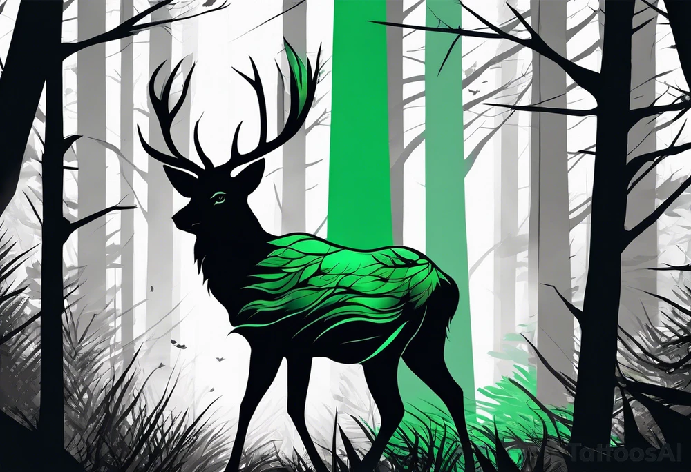 forest, green and black, no people tattoo idea