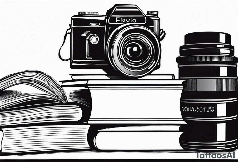 Camera on a stack of books tattoo idea