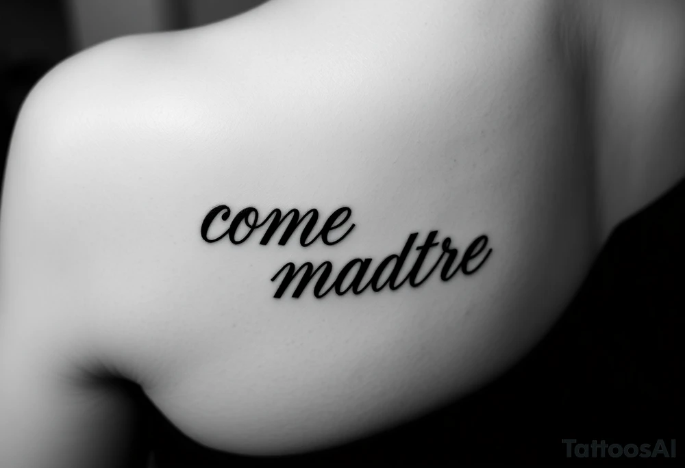 i want the phrase “ come madre ” in script cursive  writing on a female on the inside of her left arm where the elbow crease is tattoo idea