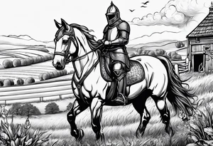 a knight living on a farm with horses in the netherlands tattoo idea