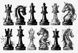 big king chess with lots of cracks marble tattoo idea