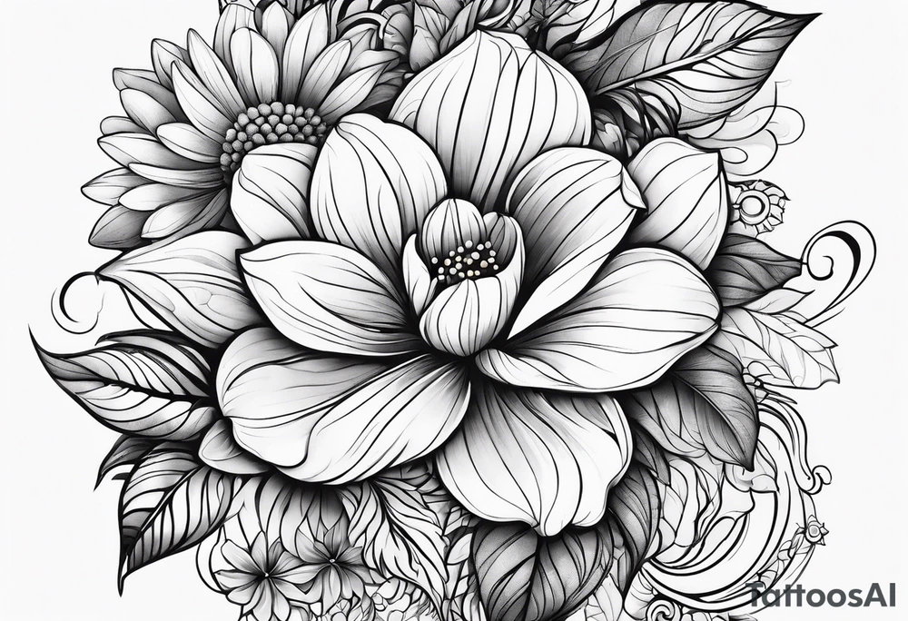 ornaments of flowers tattoo idea