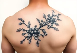 a fineline rowan tree branch with berries and florals. The florals should be large and the branches should have berries tattoo idea