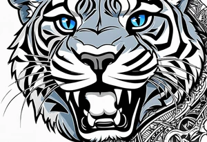 blue wildcat in football attire  morphing into jfootball game night half of the face is a black male school student tattoo idea