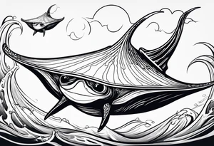 Cite manta ray swimming like flying tattoo idea