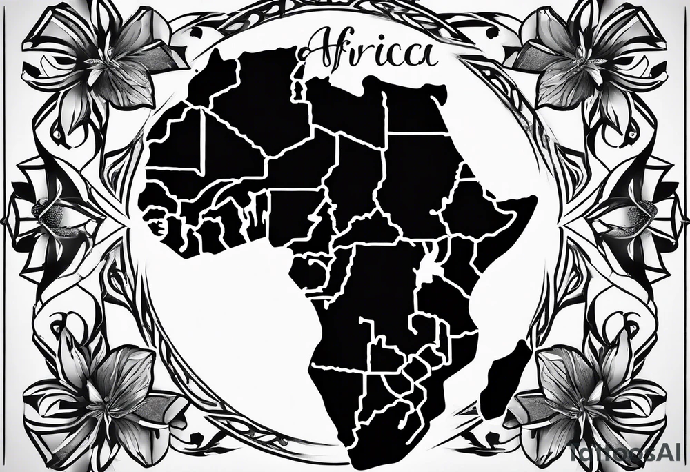 Africa continent shape tattoo idea