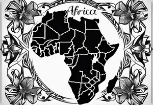 Africa continent shape tattoo idea