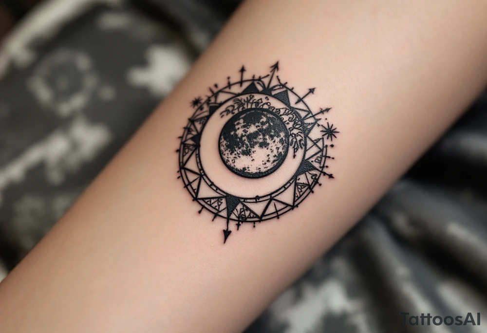 astrology moonsign aquarius in rough / mysterious aesthetic astrology inspired tattoo idea