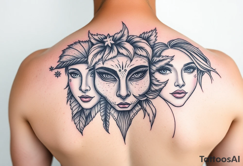 Winter face, Spring face, Fall face Summer faces tattoo idea