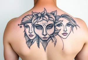 Winter face, Spring face, Fall face Summer faces tattoo idea