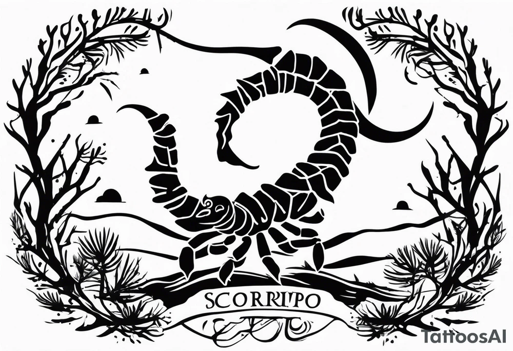 Scorpio and cypress tree tattoo idea