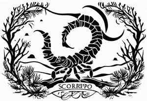 Scorpio and cypress tree tattoo idea