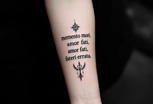 memento mori, amor fati, fateri errata tattoo idea