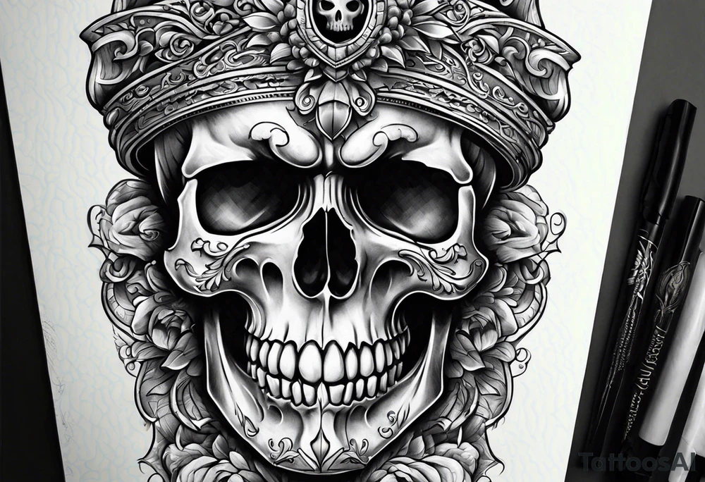skull behind doors tattoo idea