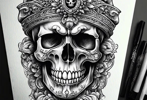 skull behind doors tattoo idea