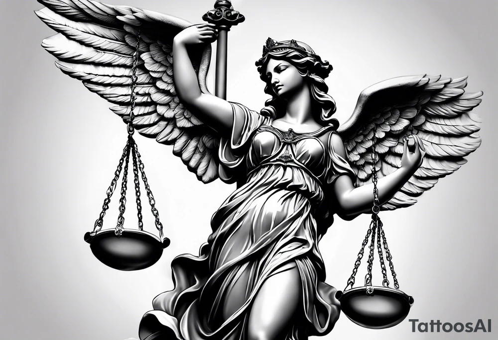 lady justice with wing

very realistic tattoo idea