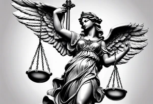 lady justice with wing

very realistic tattoo idea