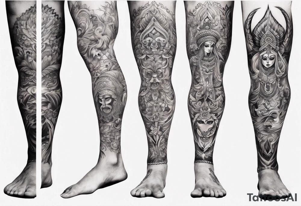 full Leg sleeve tattoo. im from punjab and sikh values tattoo idea