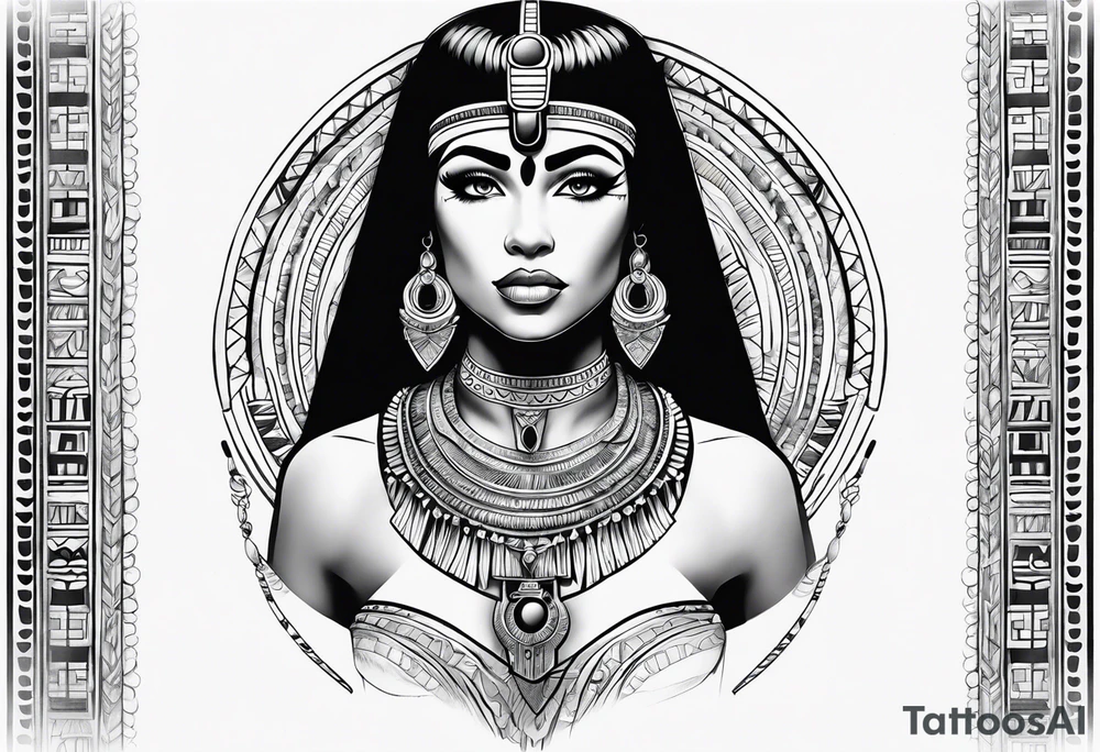 Cleopatra chest tattoo tribal tattoo idea